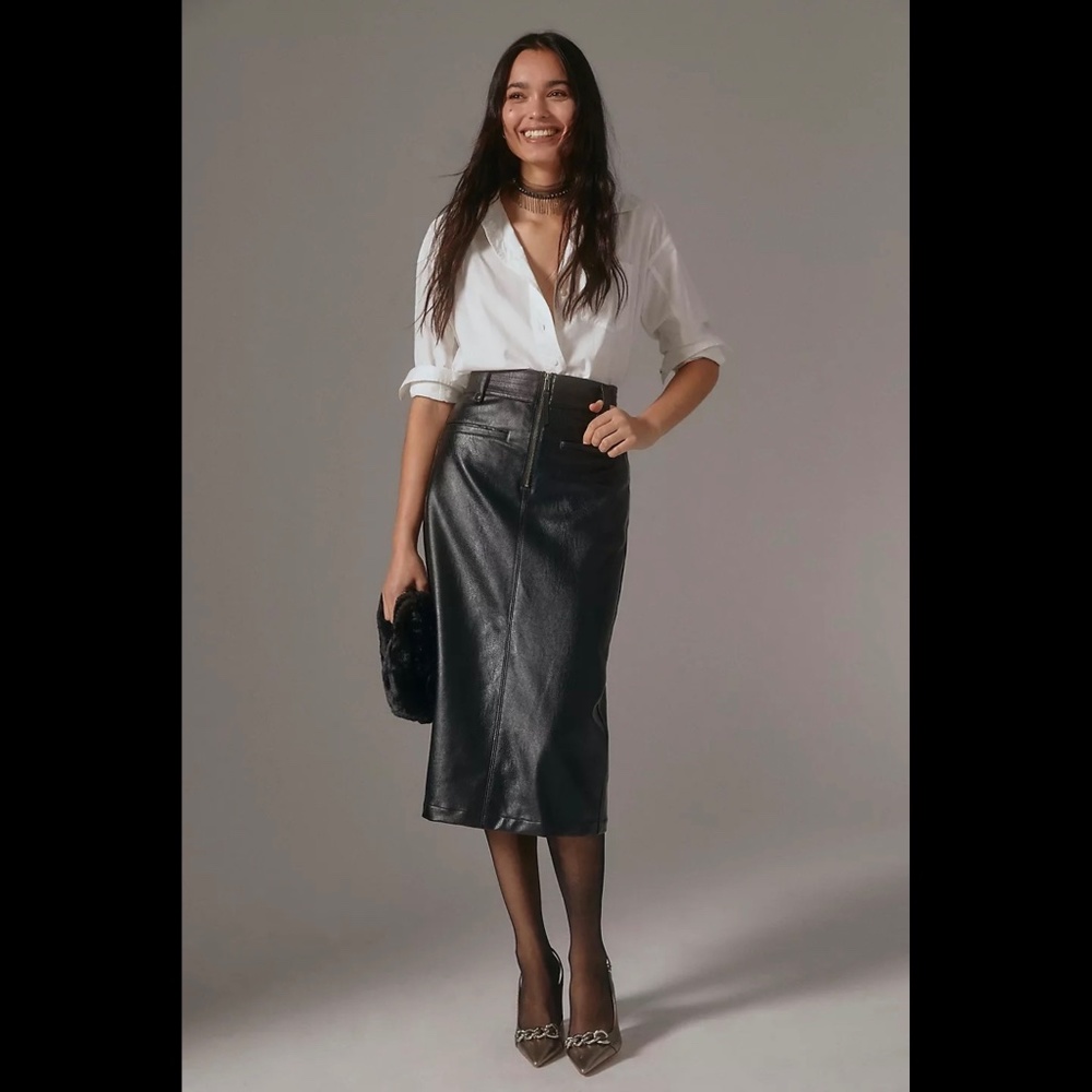 Anthropologie Black Midi Skirt